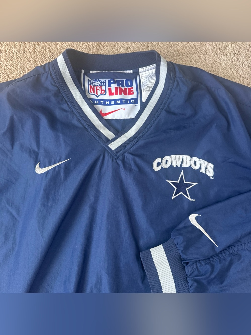 Vtg 1990 Dallas Cowboys Pro Line Authentic Nike Pullover Windbreaker Men Size L